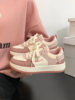 Pull-Back Shoes for Women, Autumn 2025 New Versatile Popular Style, Student Thick-Soled White Shoes, Peach Pink Casual Sneakers