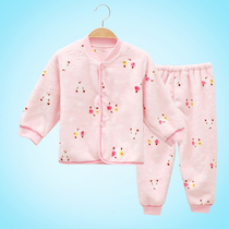 Baby warm pajamas small children flannel home clothing set thickened warm home winter