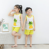 Summer children cotton sleeveless vest set Boys and Girls shorts baby children home clothes 2 sets