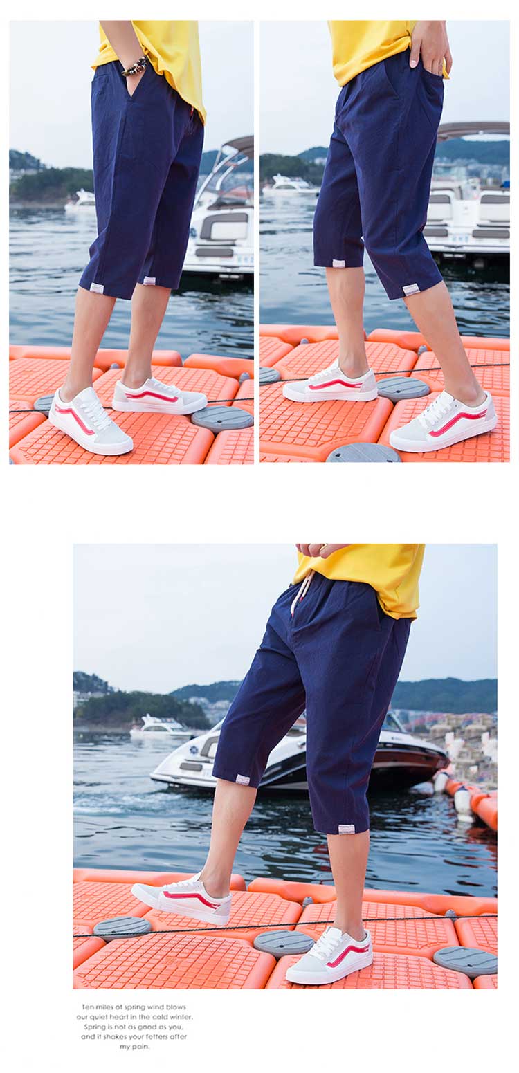 Mùa hè 2018 phiên bản Hàn Quốc mới của giới trẻ tự tu bảy điểm quần âu quần cotton harem quần baggy nam
