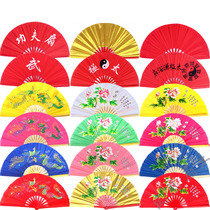 Tai chi fan Kung fu fan Bamboo bone plastic bone sound fan Martial arts performance early practice Golden red dragon phoenix peony Yin and yang fan