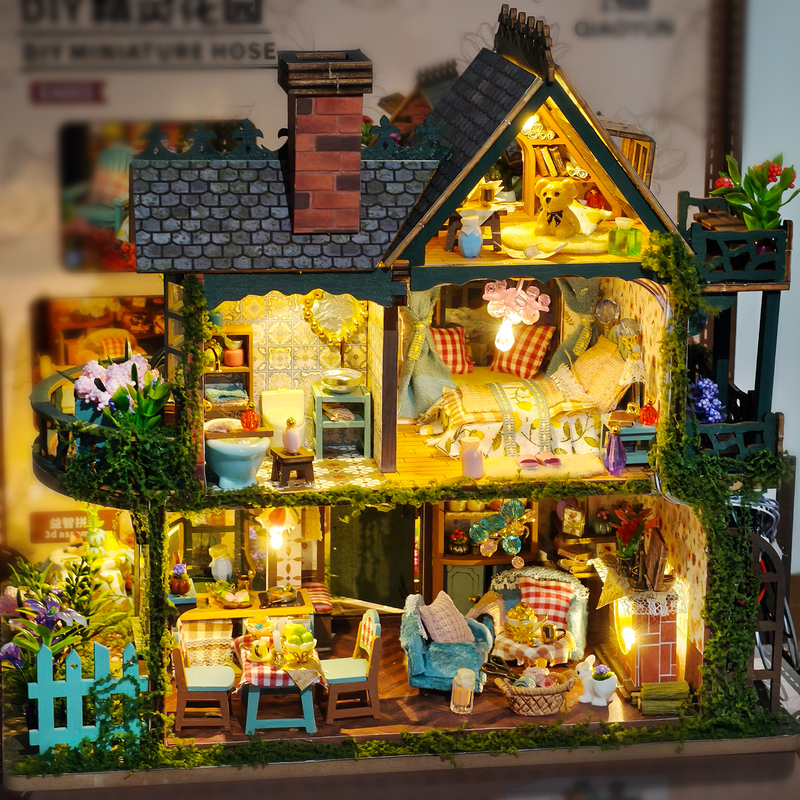 Elf Garden DIY Miniature House Handmade 3D Assembled Villa Miniature Scene Building Block Assembly Model New Year Gift Elf Garden DIY Miniature House Handmade 3D Assembled Villa Miniature Scene Building Block Assembly Model New Year Gift