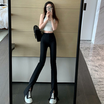Black Tight Bell Pants Children 2021 New Spring and Autumn High Waist Slim Slim Slim Open Wide Leg Pants