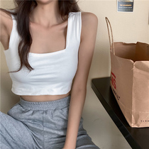 White square collar small vest women wear hot girls outside the summer Sexy umbilical suspenders take a short base sleeveless top tide