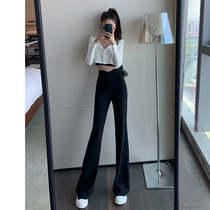 Black high waist drop feeling flared pants childrens 2021 new summer thin micro-flared suit pants wide leg straight pants