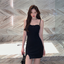 Black tight suspender bag hip skirt dress womens 2021 new sexy slim fit inside the bottom of the small black skirt