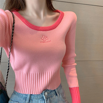 Base shirt womens inner summer Western style slim-fit short pink sweater 2021 new tight knit sweater top