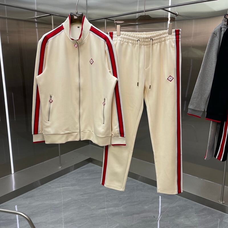 Autumn and Winter New European and American Style Men's Suit with Stand Collar, Zipper, Color-Blocked Stripes, Long Sleeves, Loose Fit, Unisex Autumn and Winter New European and American Style Men's Suit with Stand Collar, Zipper, Color-Blocked Stripes, Long Sleeves, Loose Fit, Unisex