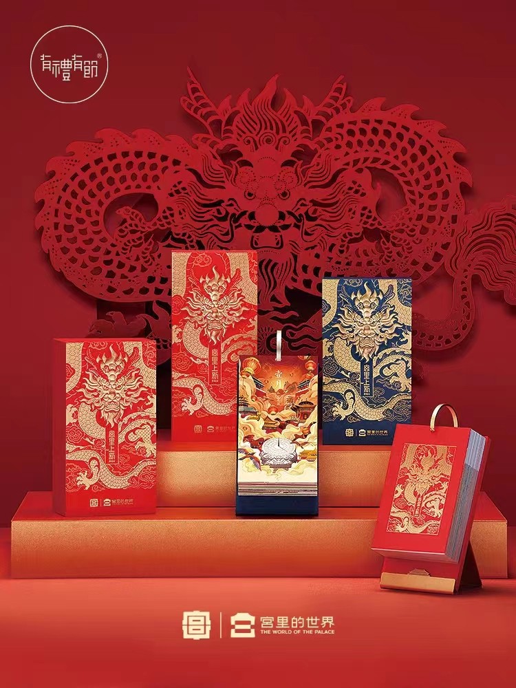 Palace on the new Forbidden City Desk Calendar With Courtesy calendar dragon year 2024 Spring Festival creative hand ripping gift box custom-made-Taobao