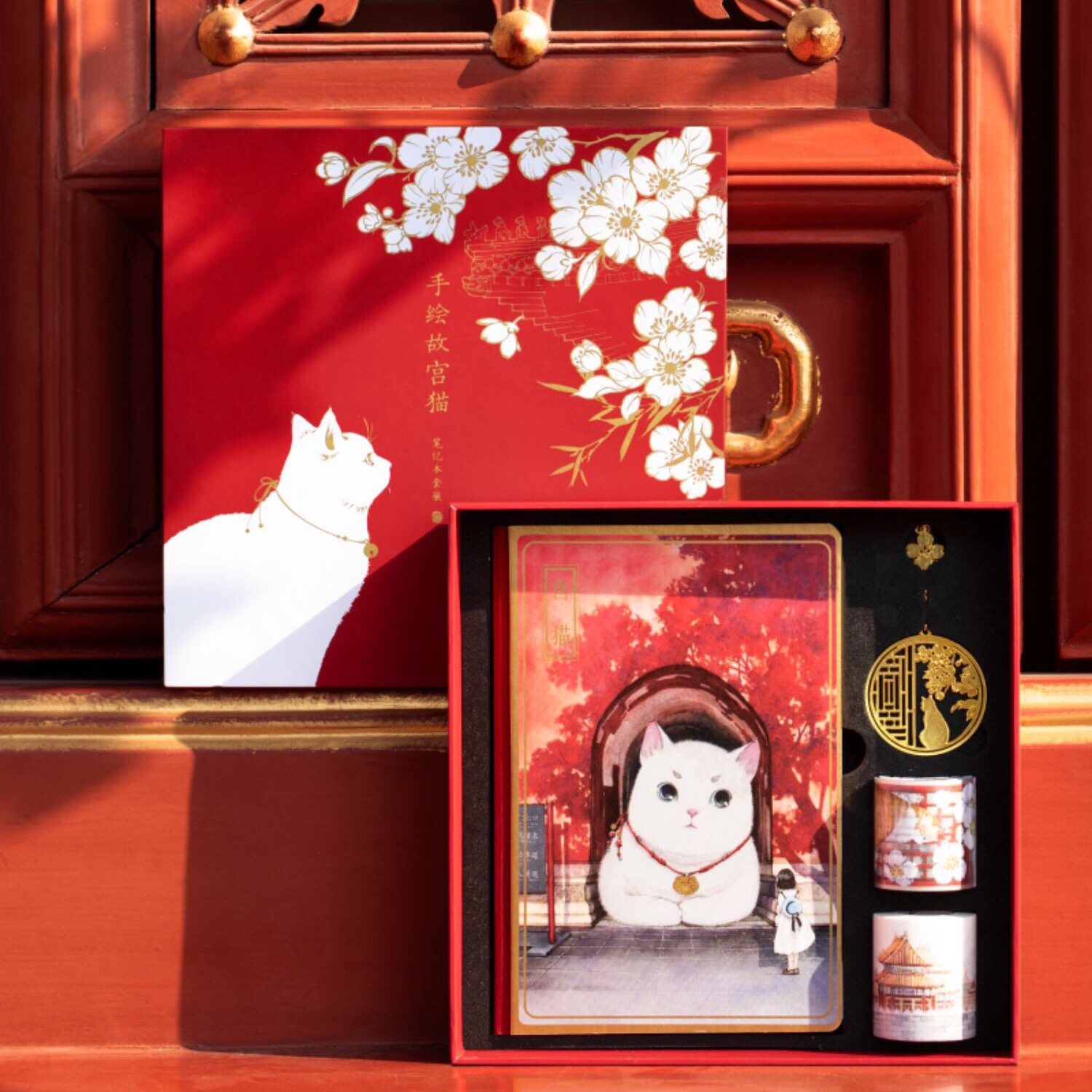 Palace Cat notebook gift box Bookmark paper tape Hand ledger set Birthday gift illustration diary notepad