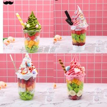 New fruit sundae frozen yogurt fruit ice cream model Fruit Cup Food Festival mold display support custom-made