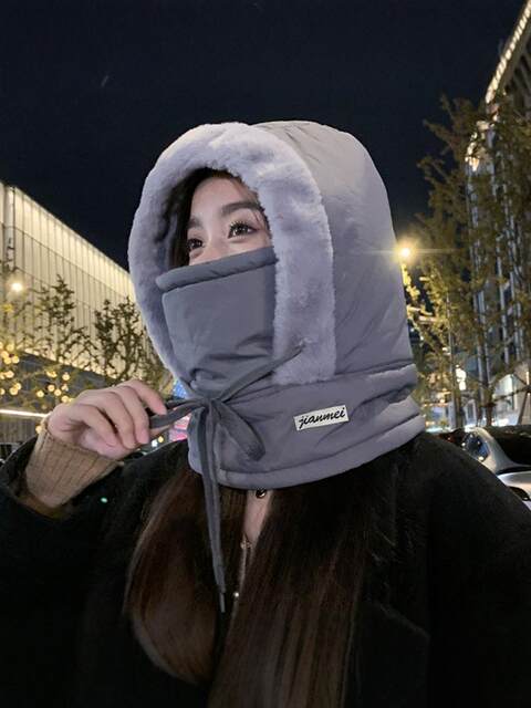 Hat Women's 2025 New Winter Ear Protection Warmth Thickened Coldproof Antifreeze Plush All-in-One Full Face Cycling Windproof Hat
