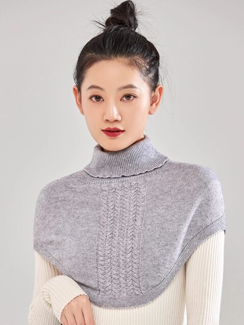 High collar knitted fake collar women's pullover neck scarf cervical spine woolen cold-proof shawl 2025 new autumn and winter warm neck hood