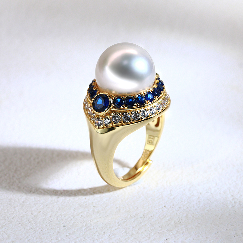 Igem Aijiang Jewelry 2025 Young Luxury Style Pearl Ring Setting Women's Jewelry DIY Double Bead Accessories