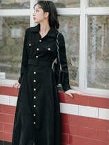 Long dress for the long skirt of the French retro game-changing dress The high end of the high end name Yuanyuan Temperament Light Core Suede Dresses Bottom Dress