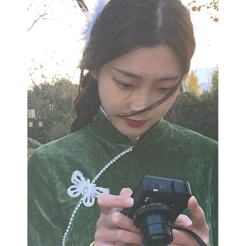 North Shore Covenant Improved Cheongsam Women's Autumn and Winter Thickened 2022 New Chinese-style Republic of China Style Retro Heavy Industry Dress