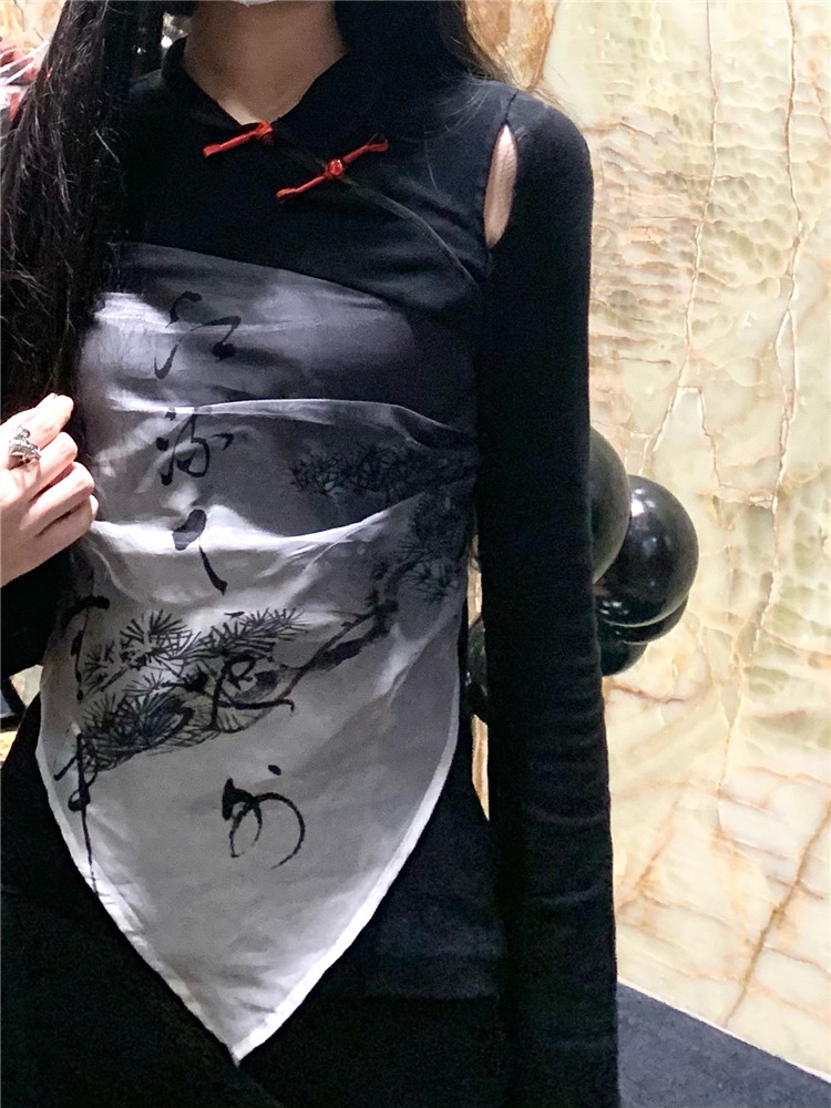 North Shore Covenant black cheongsam jacket 2022 new women's spring and autumn new Chinese style national tide retro irregular hem