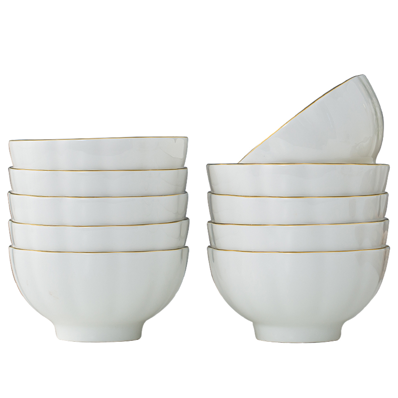 Rich pottery bowls suit European household combination plate white rice bowls up phnom penh 10 ten bowl dish