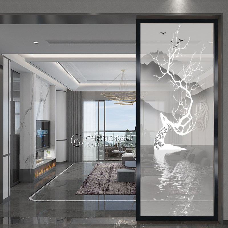 Modern minimalist screen partition Living room Bedroom Bedroom Shelter in the family Xuanguan Light Extravagant Decoration Glass Background Wall Small Family-Taobao