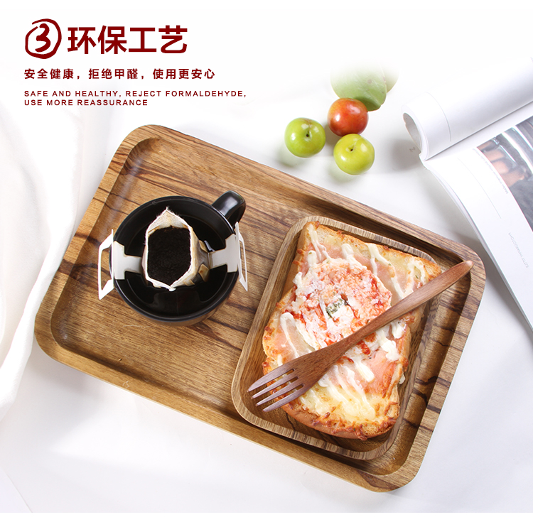 Nhật bản zebra khay gỗ hình chữ nhật bánh mì tấm bánh pizza hộ gia đình tách trà cốc nước cà phê bánh rắn tấm gỗ khay gỗ đựng đồ ăn