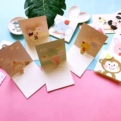 Детская милая трехмерная мультяшная открытка, вечернее платье, карточки