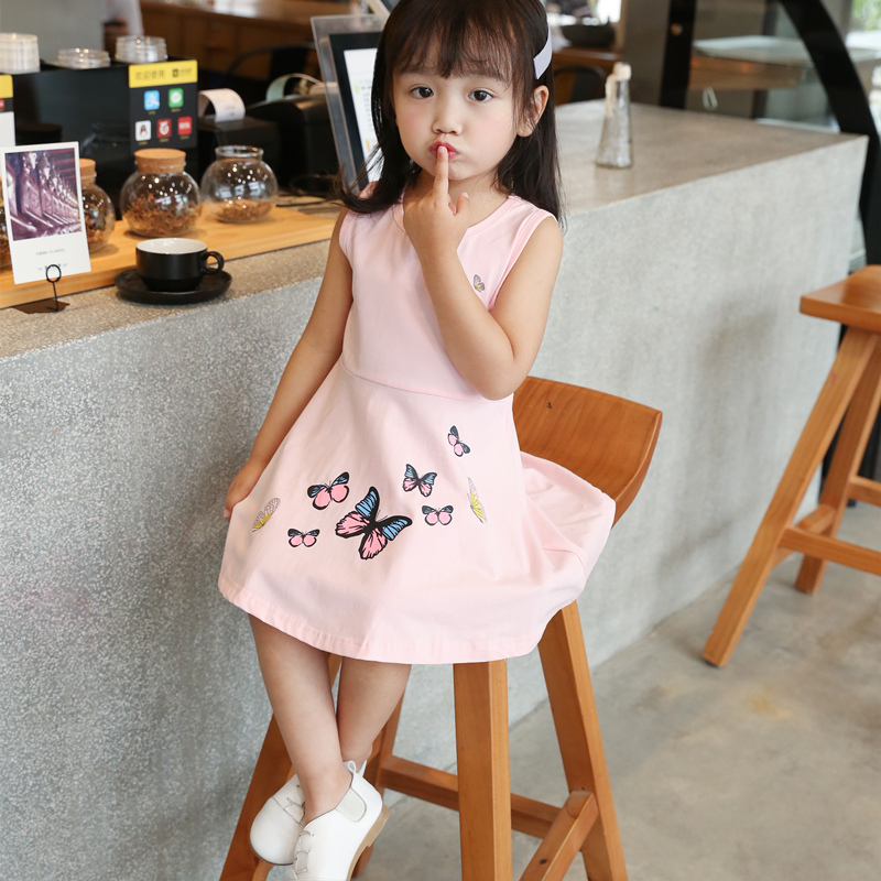 Girls summer dress 2018 new little girl princess dress cotton western style fashion girls dress 1-3 years old tide dress