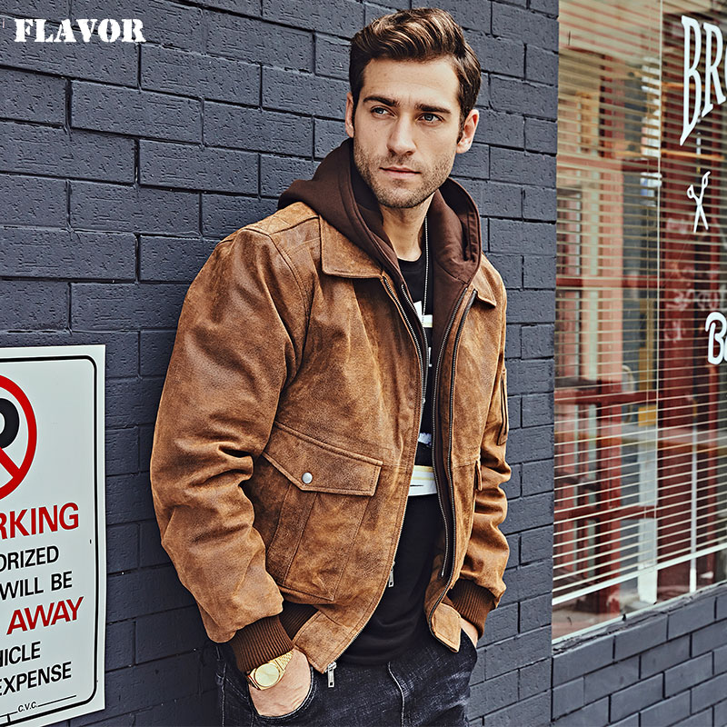 New autumn and winter real fur coat men American style retro pig fur jacket ka cotton hood