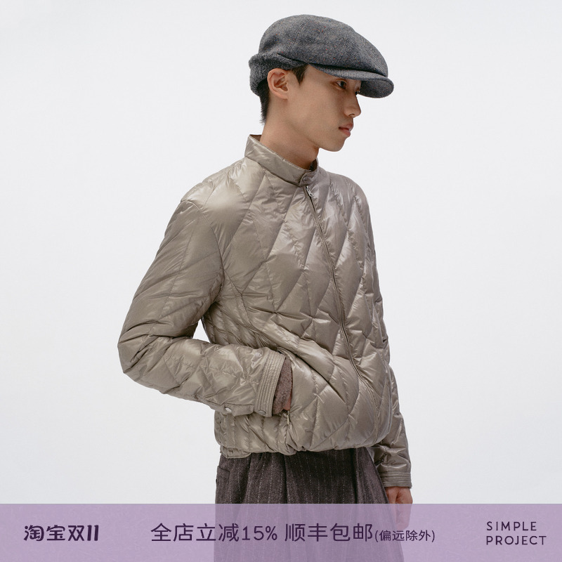 Simple Project*Light down Jacket Lightweight Quilted Biker Jacket down Jacket