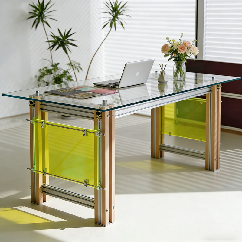 Bauhaus Desk Aluminum Profile Desk Tempered Glass Table Dining Table Designer DIY Workbench Computer Desk