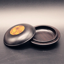 Mahogany printing clay box ink box plain embedded cherry wood storage box wood carving ornaments financial supplies