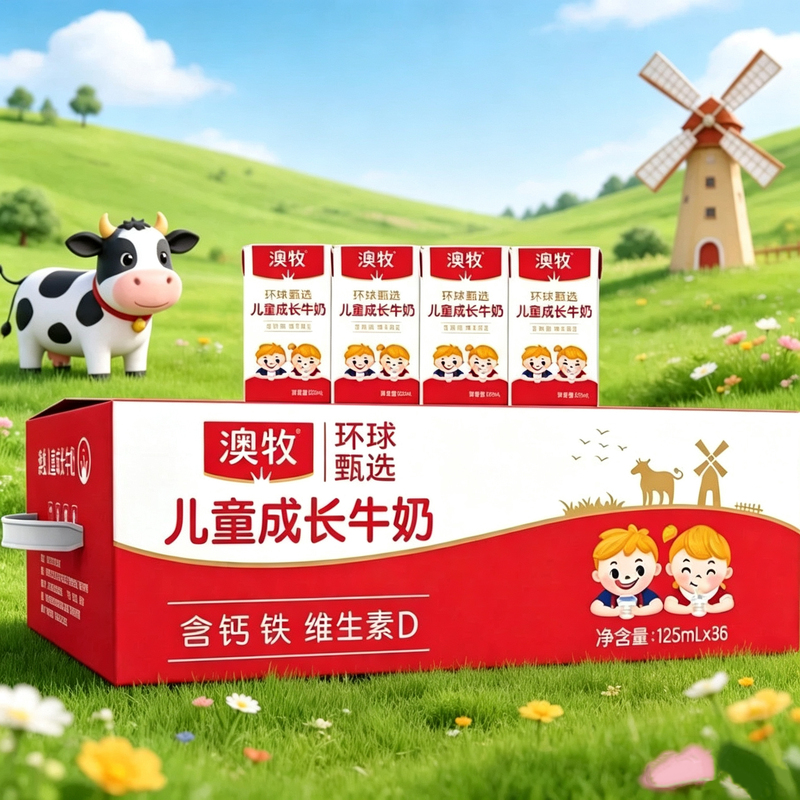 Aomu Mini Children's Growth Milk 125ml*36 Boxes Full Box Genuine Student Breakfast Portable Nutritional Mini Milk