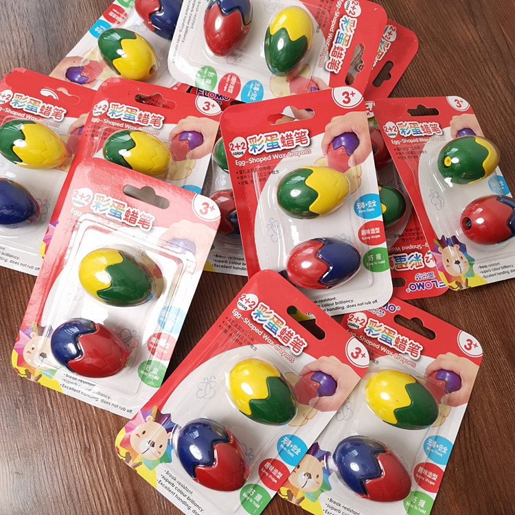 4 kinds of color children's graffiti color crayons egg shape let the baby fall in love with writing and drawing