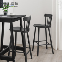 Nordic solid wood high dining chair bar chair high chair bar chair fashion modern household high back bar stool chair