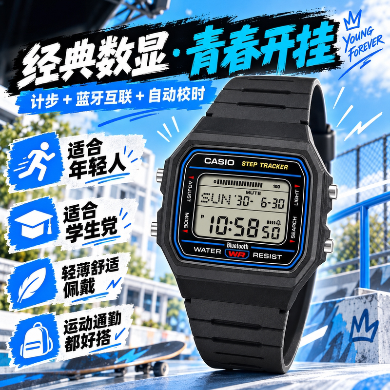 Casio Casio F-B100W-1A 3A 1B New Digital Watch with Bluetooth Sports Watch Casio Casio F-B100W-1A 3A 1B New Digital Watch with Bluetooth Sports Watch