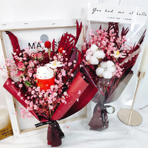 Festive Auspicious Dry Flower Bouquet Real Flowers Cat Web Red Home Living Room Decoration Flower Arrangement Swing Piece Birthday Companion Gift