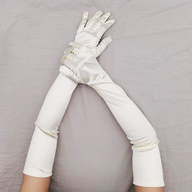 Extended satin stretch gloves, 1920s retro party cosplay women's gloves, wedding gloves