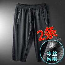 2-pack summer thin ice silk five 5-point pants summer loose pants 7 seven-point casual trend shorts for men