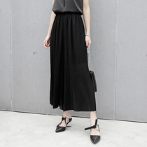 MUCHA Original Design Black Tightness Waist 100 Plexant Snowspun Sensation Broadlegged Pants Summer Thin 90% Pants Women Dress