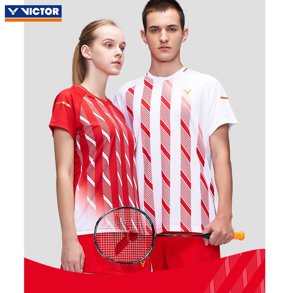 Victor Victor New Sports Short Sleeve 90004 Danish National Team Contest Clothing Comfortable Breakthrough T-shirt
