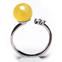 Prince Amber live chanterelle yellow natural beeswax ring Simple inlaid bloodper ring to send girlfriend birthday gift