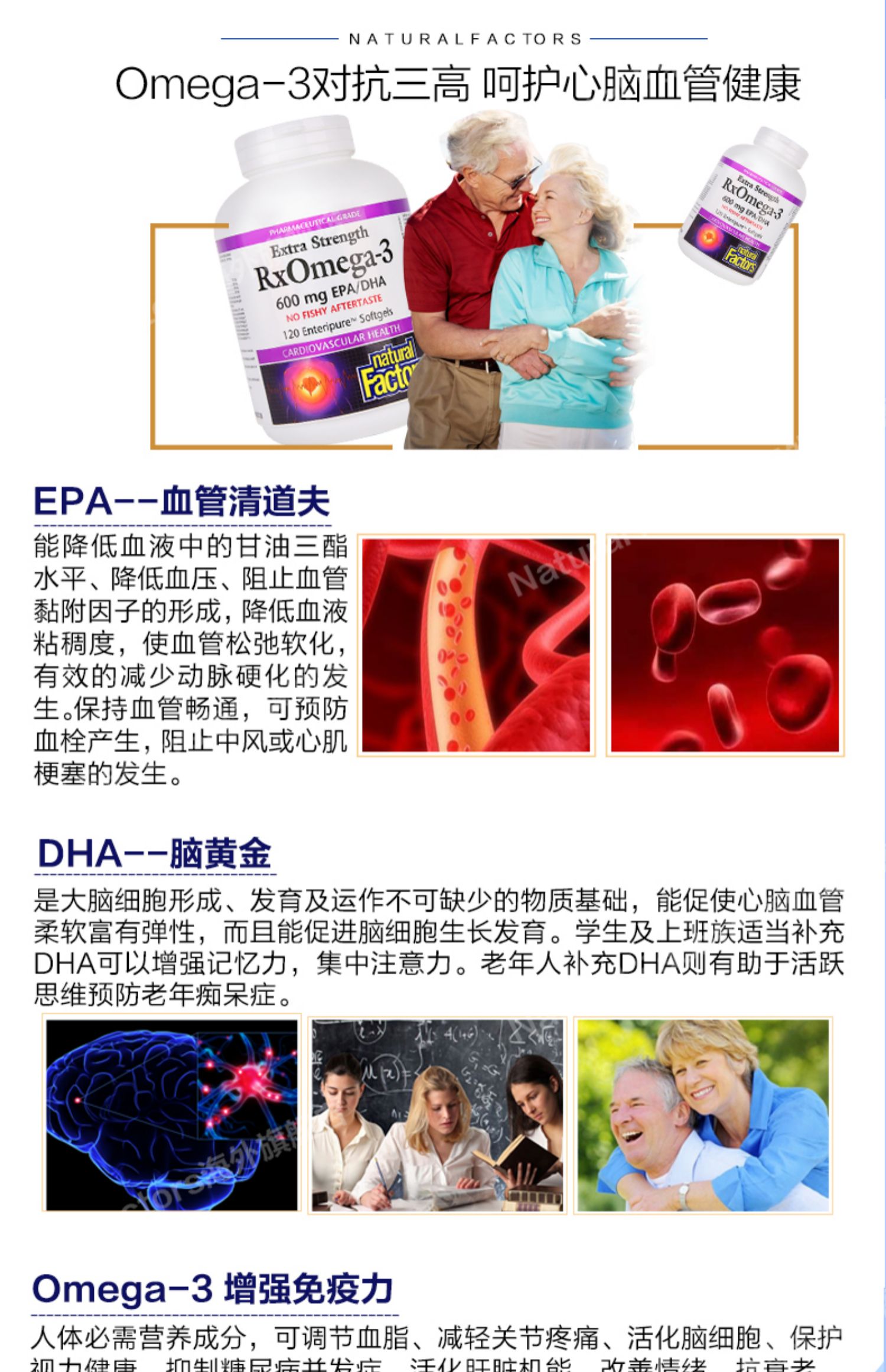 NaturalFactors cô đặc dầu cá biển sâu 1170mg120 viên dược phẩm dành cho người lớn tuổi trung niên - Thức ăn bổ sung dinh dưỡng thực phẩm chức năng cho phụ nữ tiền mãn kinh