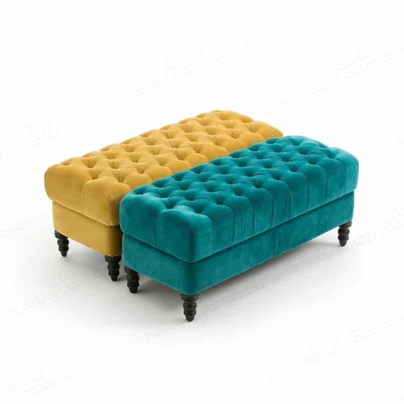 American velvet fabric changing shoe stool clothing store cloakroom stool long bench bedroom bed end stool footrest bar stool
