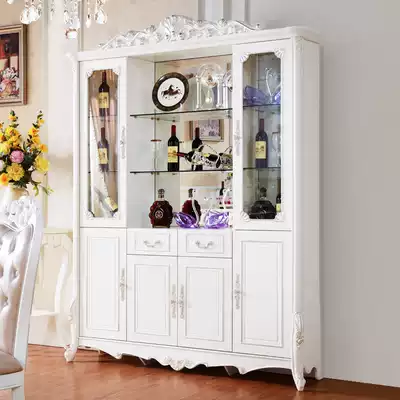 Omani four-door wine cabinet solid wood partition cabinet four-door glass decoration cabinet living room cabinet porch cabinet storage cabinet