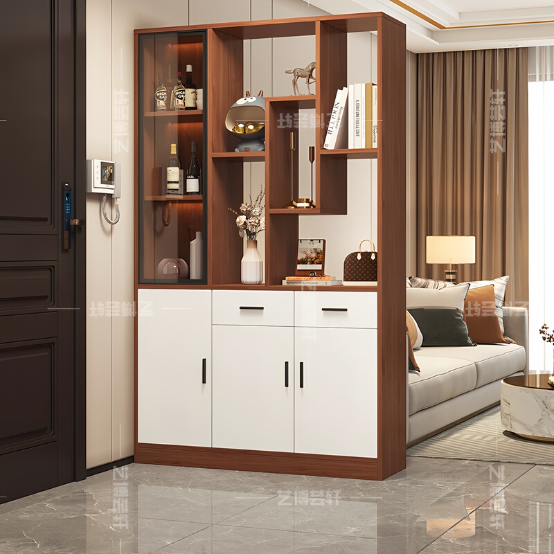 Solid Wood Ecological Board Entryway Cabinet, Integrated Shoe Cabinet, Light Luxury Wine Cabinet, 2025 New Model, Living Room Partition Cabinet, Screen Cabinet