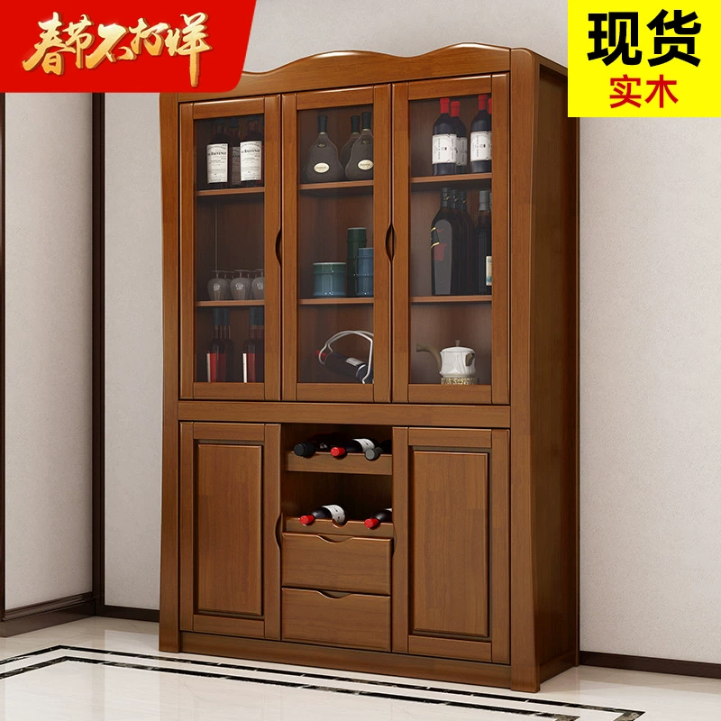 Tủ rượu gỗ nguyên khối trung quốc tủ bên ăn uống đơn giản hiện đại phòng khách căn hộ nhỏ tủ trà tủ trưng bày đồ nội thất tủ bên - Buồng