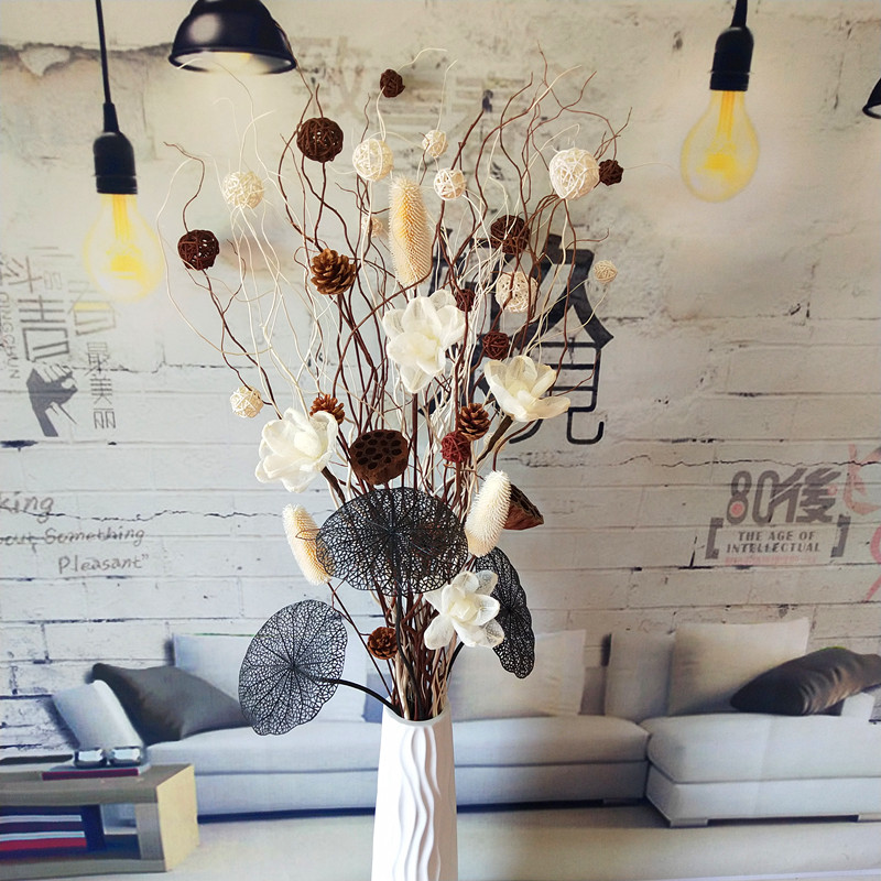 Dried flower leaf vein flower willow natural branch decoration living room floor-to-ceiling porch partition window dry branch decorative flower