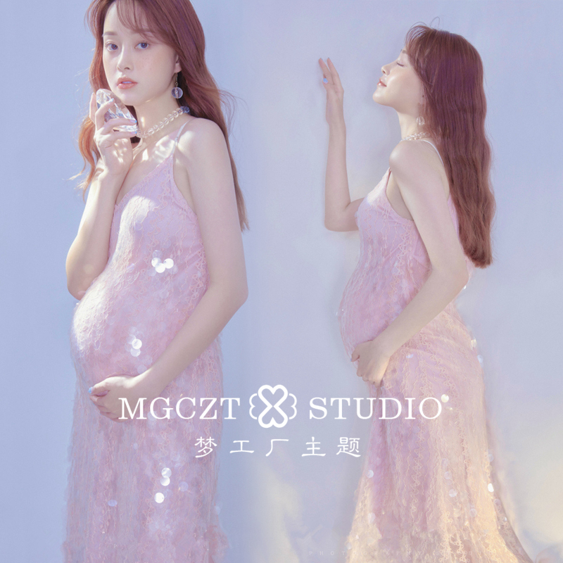 Online Red Fashion Mermaid Dresses Pregnant Woman Photos of Genuine Photo Costumes Photos of Sexy Sequilies to Sexy Bright Sheets of Pregnancy Photos