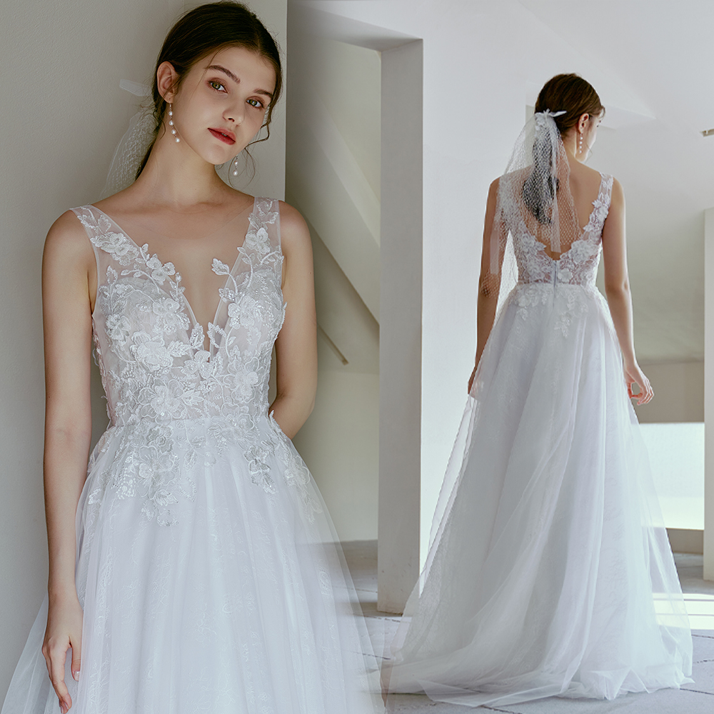 Founder Sanskrit designer Twin Shoulders V Collar Handmade Nail Beads Fairy Beauty Light Yarn Small Trailing Wedding out of the door Yarn Brigade Beat