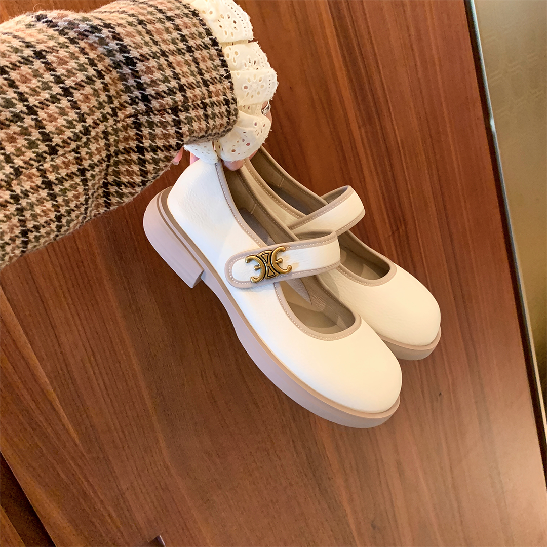 Sheii Su Yin Soft Sister Diary~Leather thick-sole triumphal door buckle with Mary Jane shoes girl leather shoes