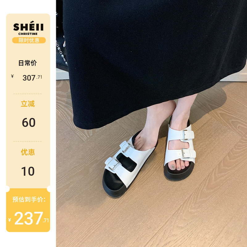 [Sheii Su Yinyin] Cotton Birkenstock Slippers~ Buckle-Strap Thick-Soled Casual Beach Sandals for Women, Birkenstock Slippers for Outdoor Wear